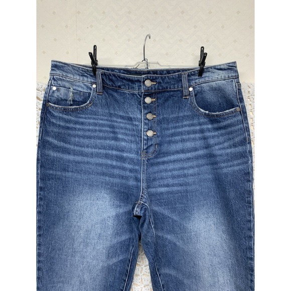 Liverpool Jean Size 12/31 Blue Denim High Rise Straight Leg Stretch Button Fly - Picture 2 of 12